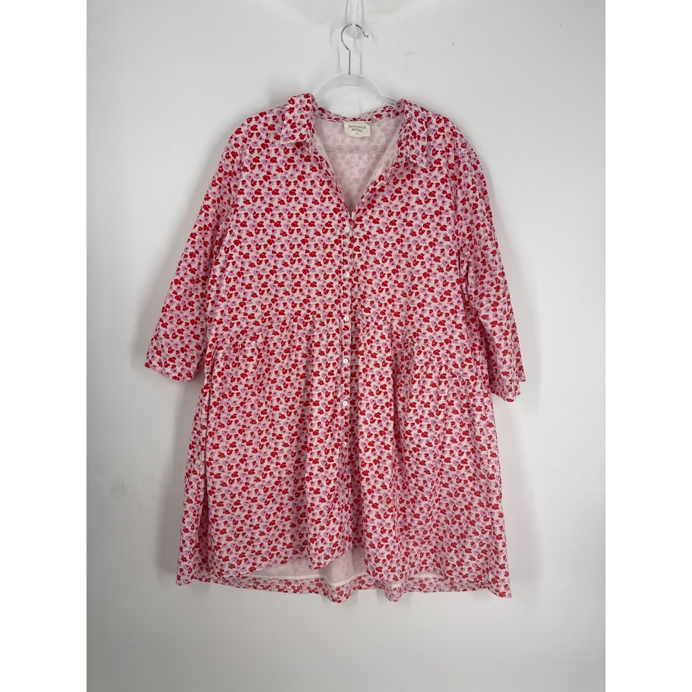 Hyacinth House XXL Floral Cotton Button Front Babydoll Mini Dress Feminine